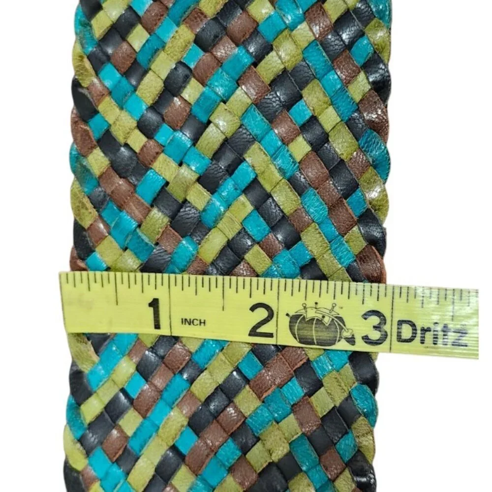 Kookai Wide Braided Belt Large Brass Oval Buckle EUC 38 